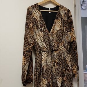 NWT Brown Patchwork Pattern Dress